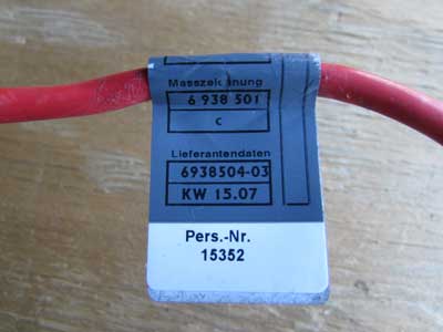BMW Battery Cable Lead Wire Batt. LTG+ 61126938504 E90 323i 325i 328i 330i 335i M35